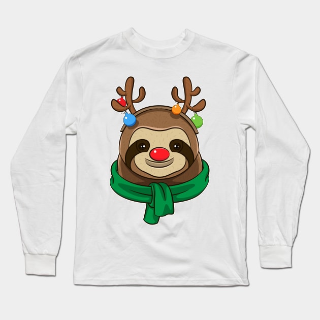 Cute The Red-Nosed Sloth Reindeer Long Sleeve T-Shirt by teeleoshirts